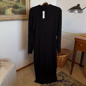 J. Crew Black Long Sleeve Mock Neck Sheath Dress